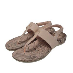 Vionic Tala T-Strap Sandals, Blush, Leather, Thong, Adjustable Strap, Size 9.5